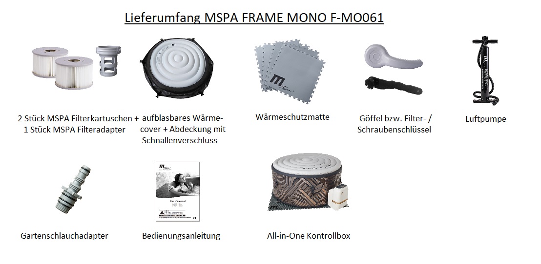 MSpa Whirlpool MONO ECO 2025 für 8 Personen XXL inkl. UVC / 144 Luftdüsen Outdoor Pool aufblasbar DWF F-MO082W