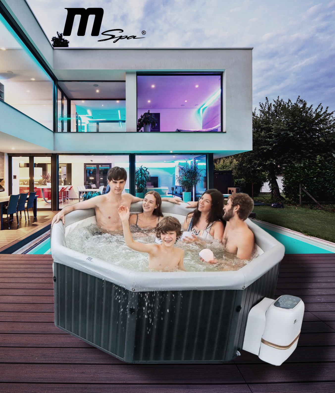 MSpa Whirlpool TUSCANY neu Modell 2023 Frame Outdoor Pool XXL 6 Personen App-Steuerung