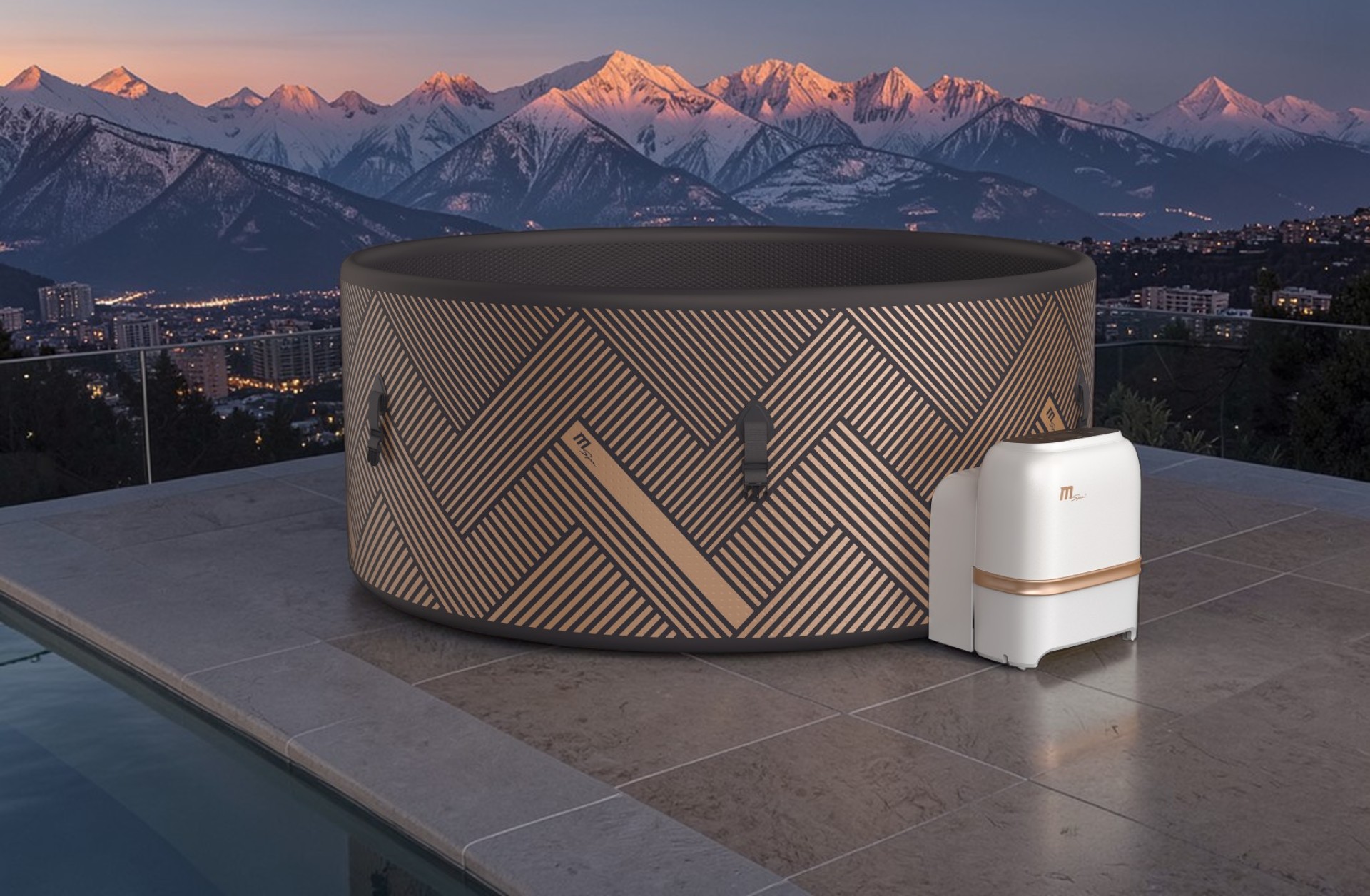 MSpa Whirlpool MONO ECO 2026 für 8 Personen XXL inkl. UVC / 144 Luftdüsen Outdoor Pool aufblasbar DWF F-MO082W