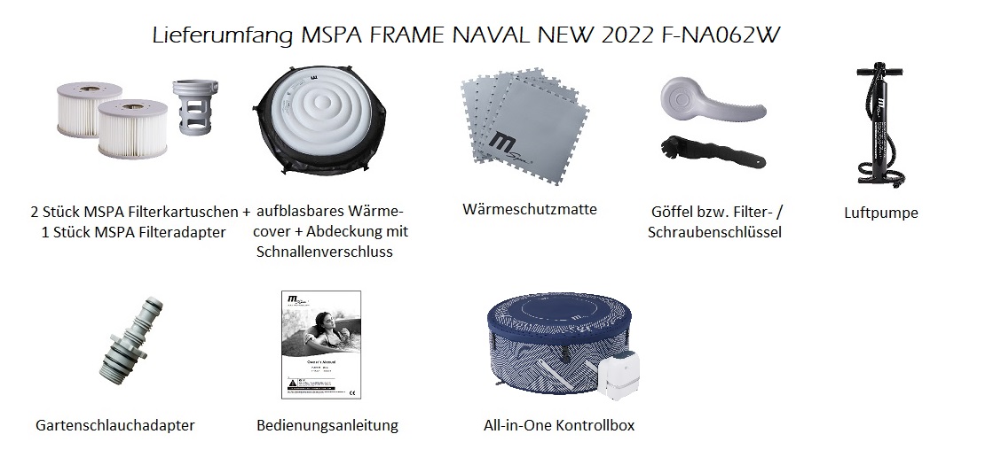 NEU! MSpa Whirlpool FRAME NAVAL 2022 inkl. APP-Steuerung DROP-STITCH Indoor & Outdoor Pool