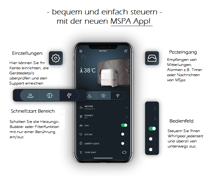 NEU! MSpa Whirlpool FRAME NAVAL inkl. APP-Steuerung DROP-STITCH Indoor & Outdoor Pool