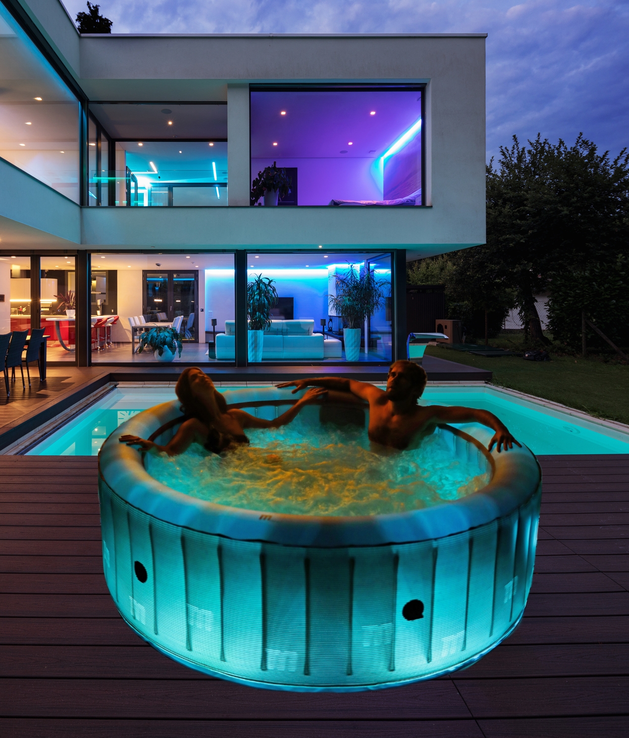 Aufblasbarer Whirlpool neu Modell 2023 MSPA Starry Outdoor Pool XXL 6 Personen LED
