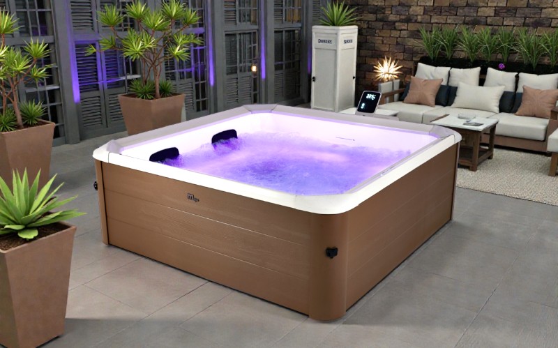 MSpa Whirlpool AMBER AERO PLUS 2026 XXL inkl. App, LED, 8 Hydromassagedüsen, 140 Luftdüsen