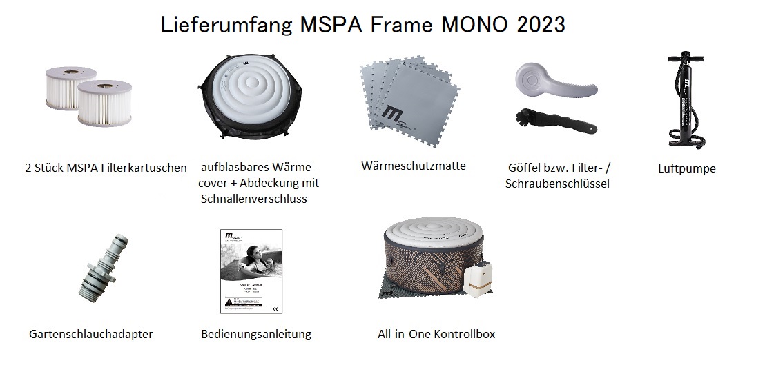 MSpa Whirlpool MONO 2024 für 6 Personen XXL Outdoor Pool aufblasbar DWF F-MO062W