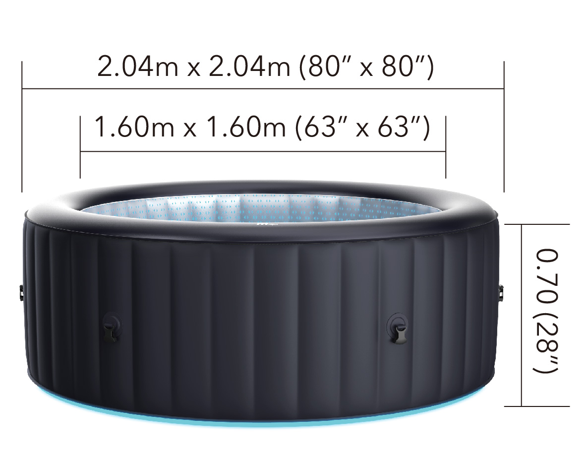 MSpa Whirlpool AURORA 2024 Farbwechsel LED aufblasbar Outdoor Pool XXL 6 Personen 