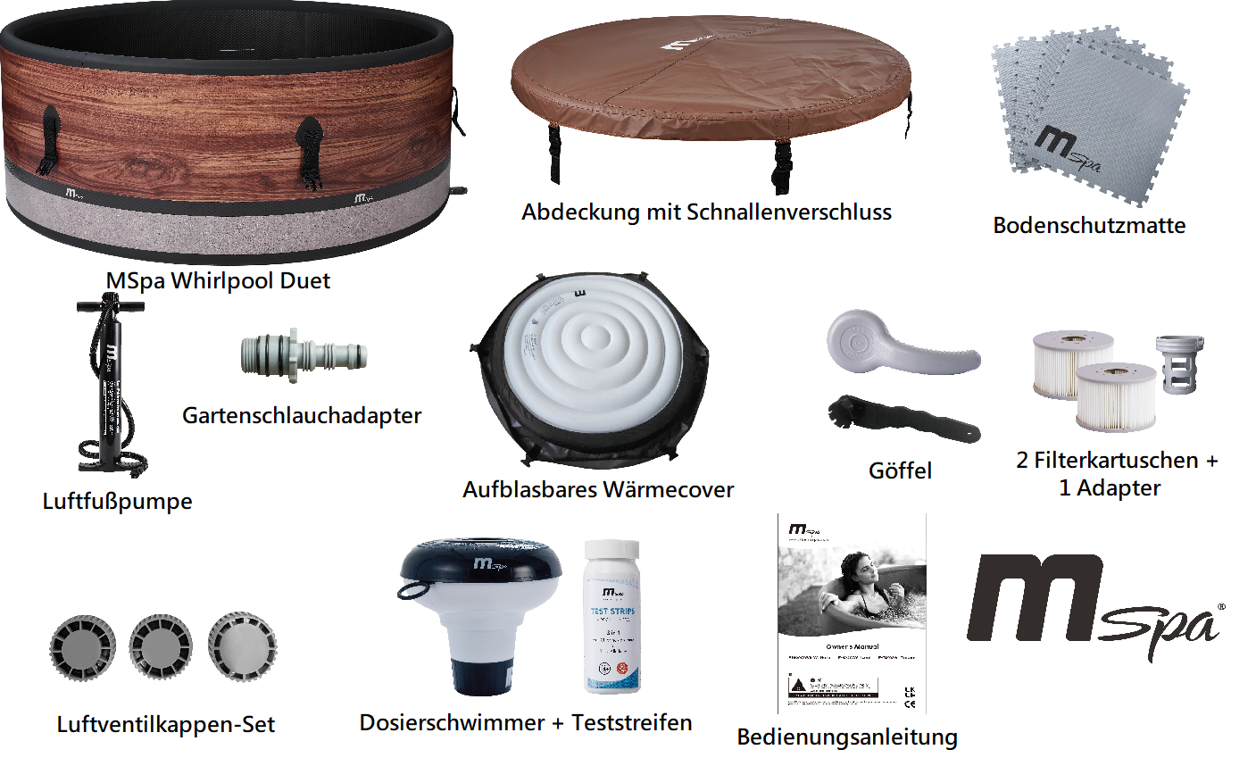 MSpa Whirlpool DUET Eco 2026 - 6 Pers. - Wifi, UVC+, 138 Luftdüsen - XXL - Ø173cm