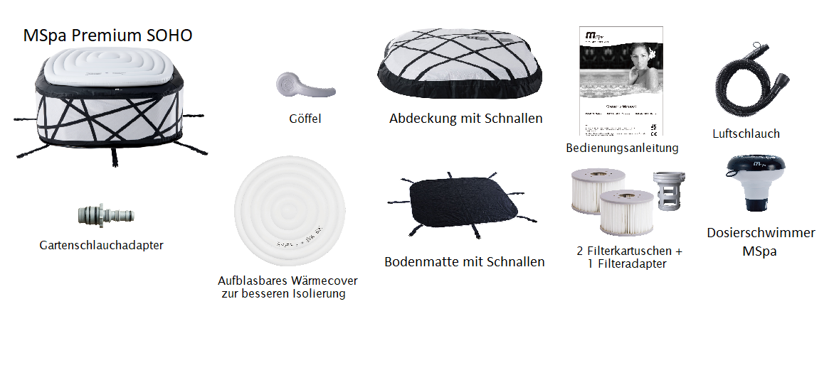 MSpa Whirlpool SOHO Premium 2026 - P-SH063 - Outdoor Indoor Pool aufblasbar XXL 6 Personen