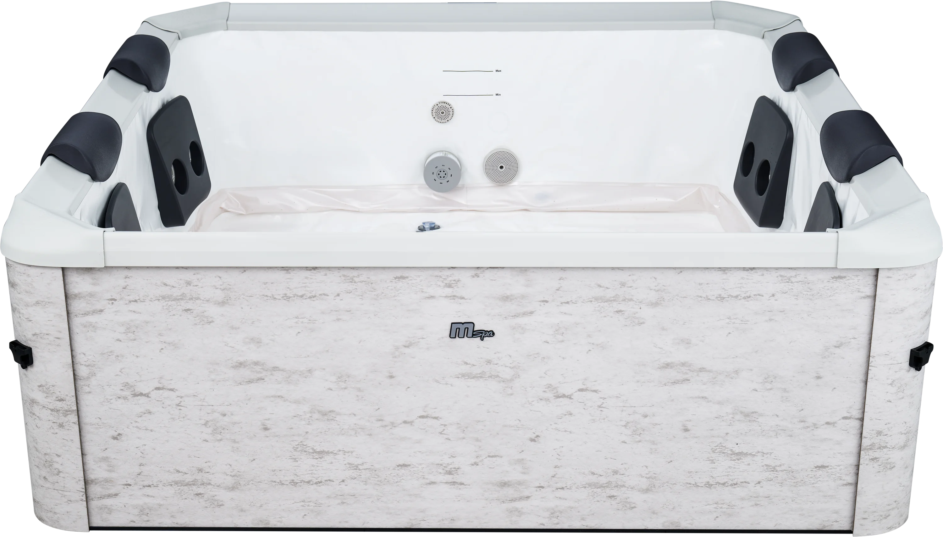 MSpa Whirlpool OSLO LITHOS 2027 XXL 180cm inkl. App, LED, 8 Hydromassagedüsen, 140 Luftdüsen