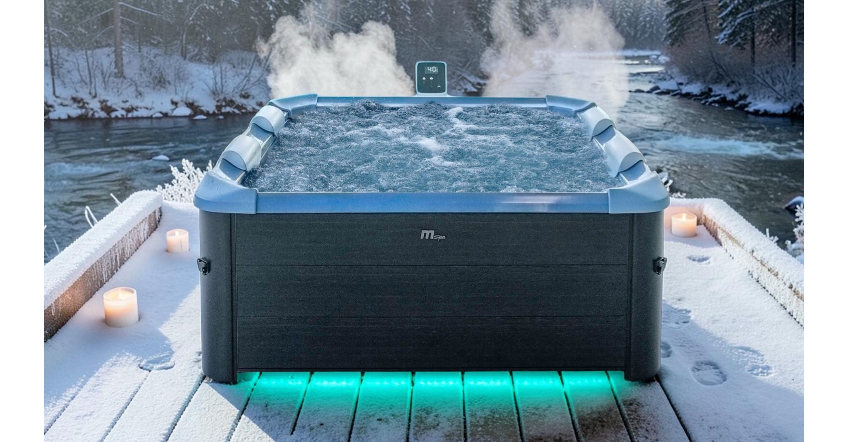 MSpa Whirlpool OSLO SAPPHIRE AERO 2027 XXL 160cm inkl. App, LED, 8 Hydromassagedüsen, 120 Luftdüsen