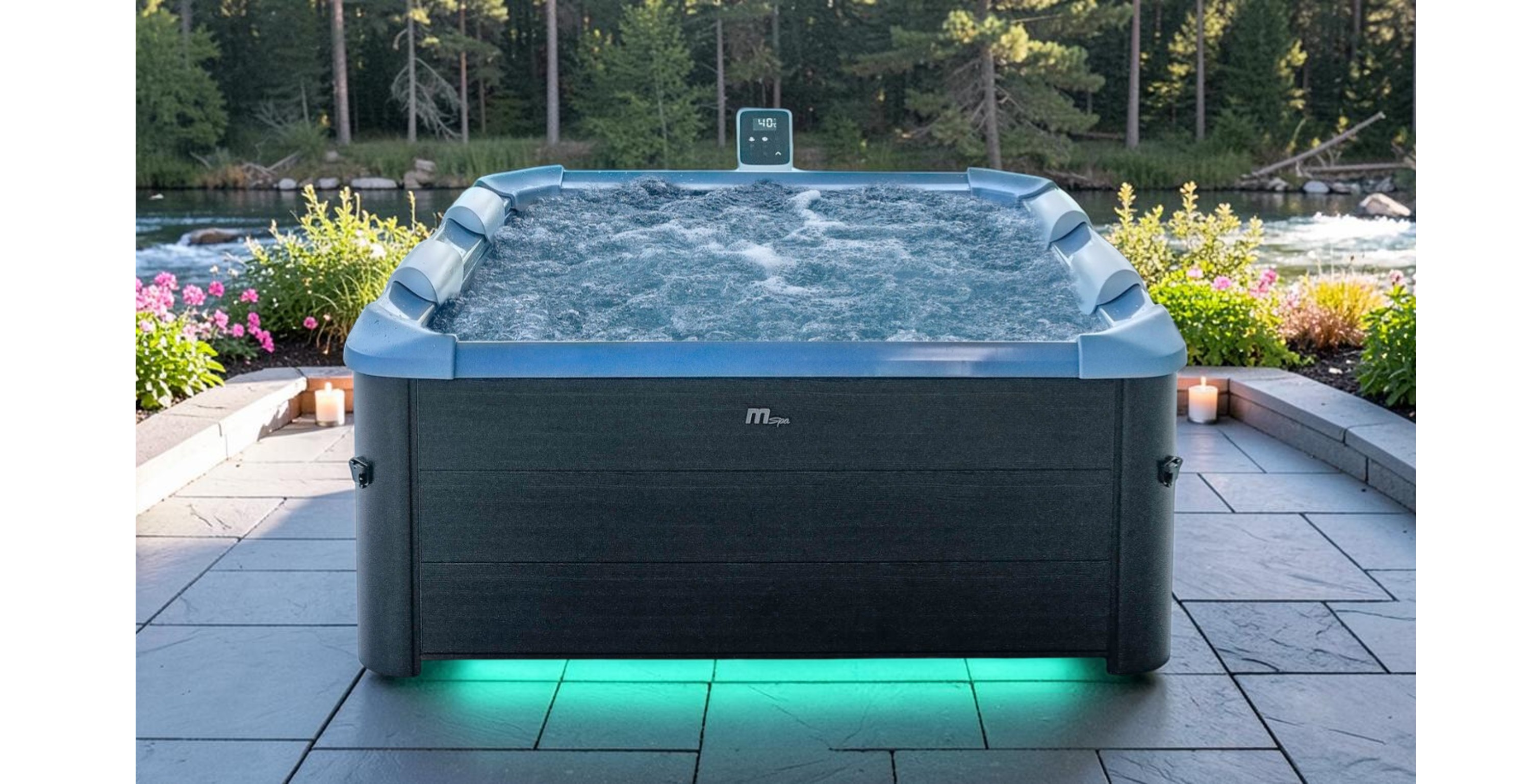 MSpa Whirlpool OSLO SAPPHIRE AERO 2027 XXL 160cm inkl. App, LED, 8 Hydromassagedüsen, 120 Luftdüsen