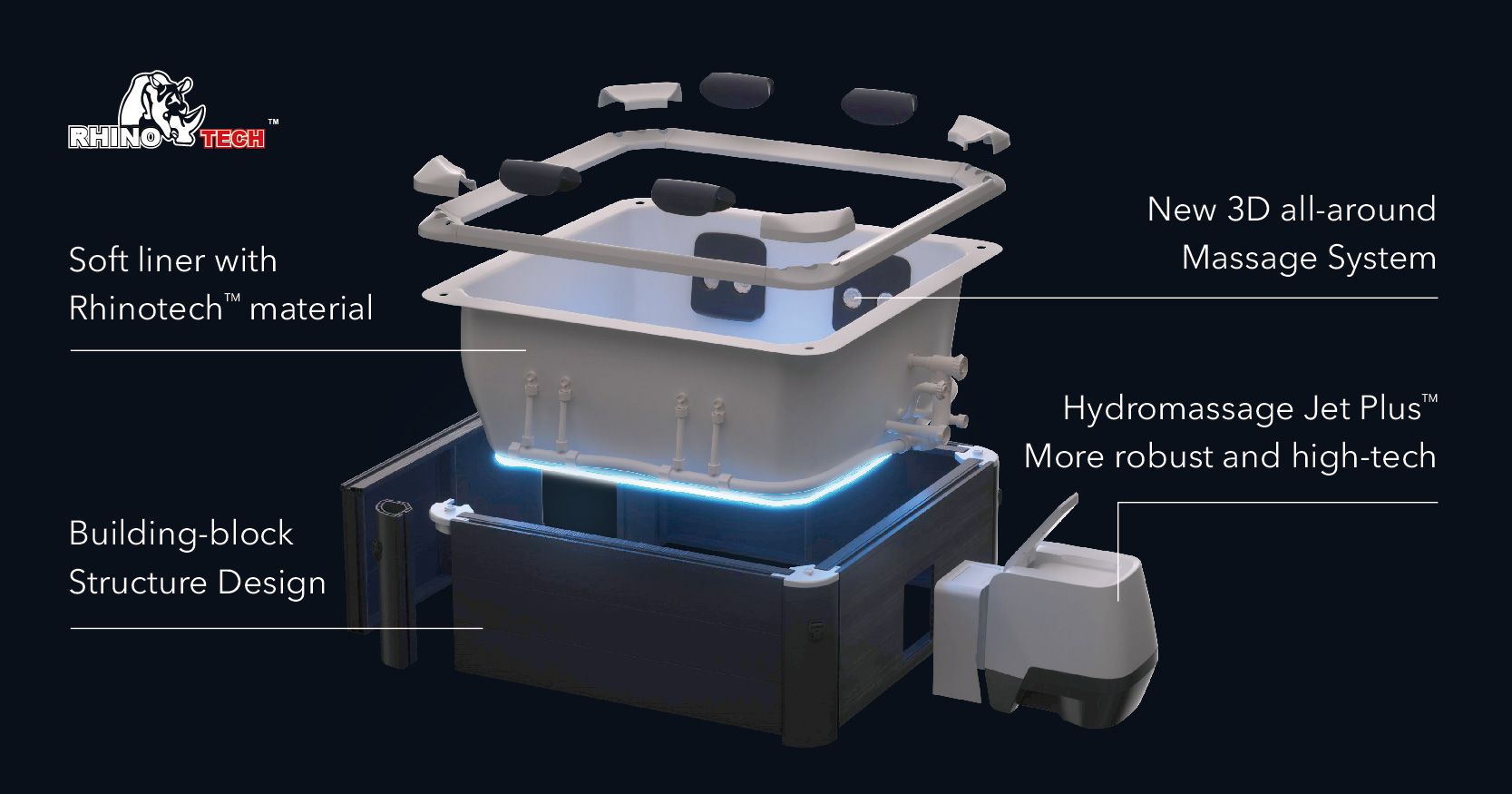 MSpa Whirlpool OSLO SAPPHIRE AERO 2027 XXL 160cm inkl. App, LED, 8 Hydromassagedüsen, 120 Luftdüsen