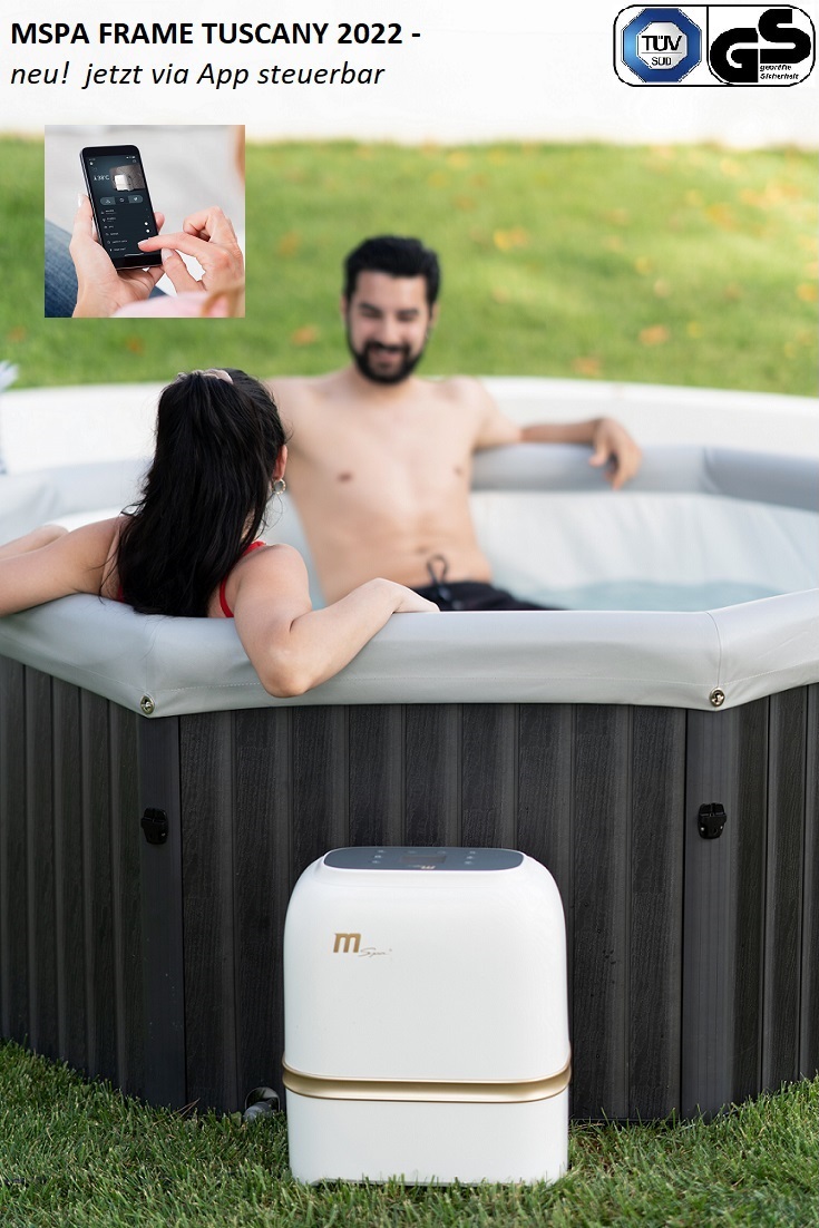 MSpa Whirlpool TUSCANY neu Modell 2024 Frame Outdoor Pool XXL 6 Personen App-Steuerung F-TU062W