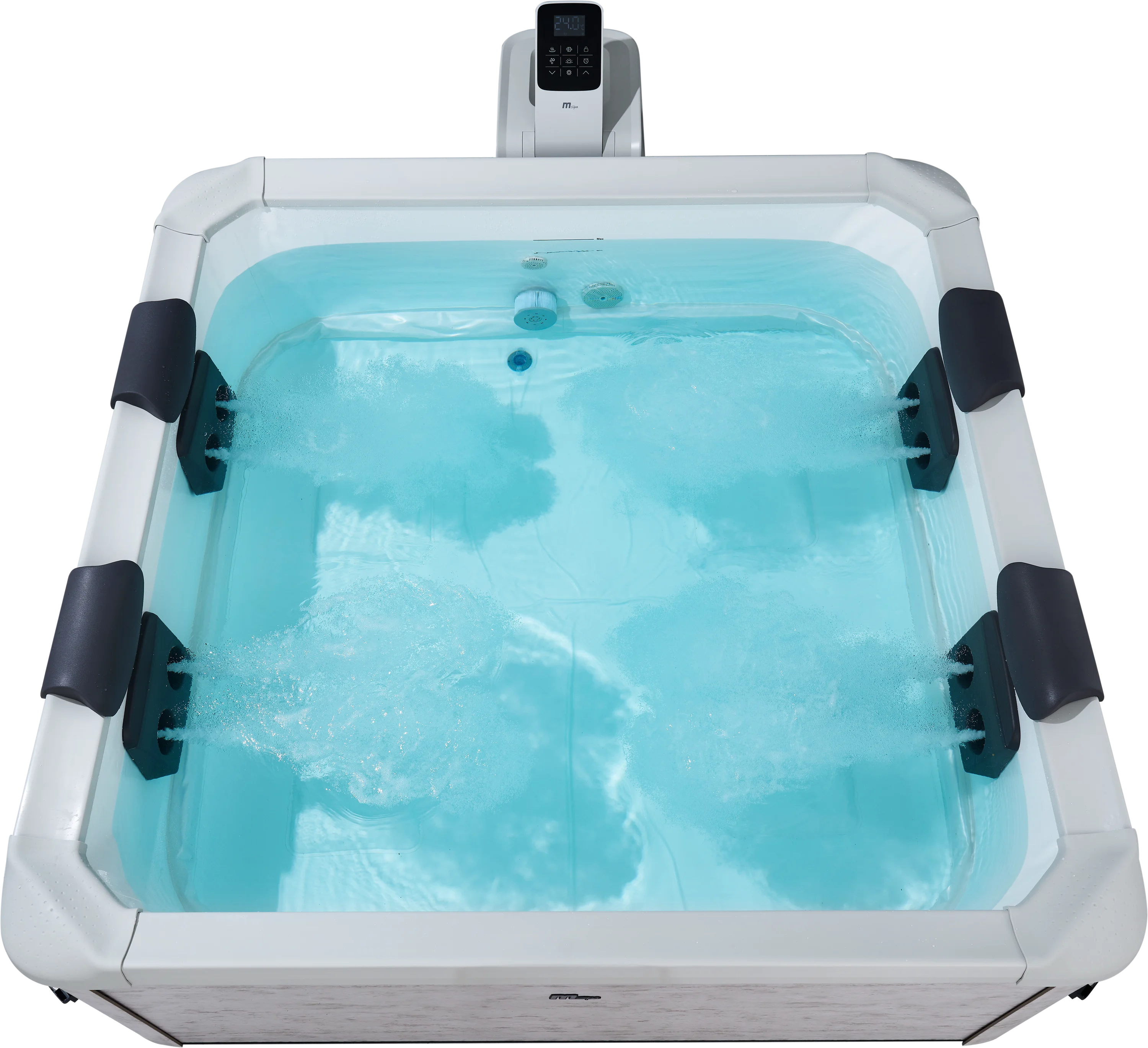 MSpa Whirlpool OSLO LITHOS 2027 XXL 180cm inkl. App, LED, 8 Hydromassagedüsen, 140 Luftdüsen