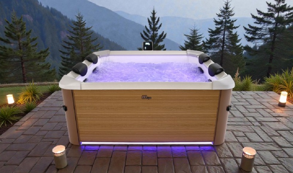 MSpa Whirlpool  Oslo AMBER Aero Modell 2027 160 cm inkl. LED, WiFi, UVC - 120 Luftdüsen, 8 Hydromassagedüsen